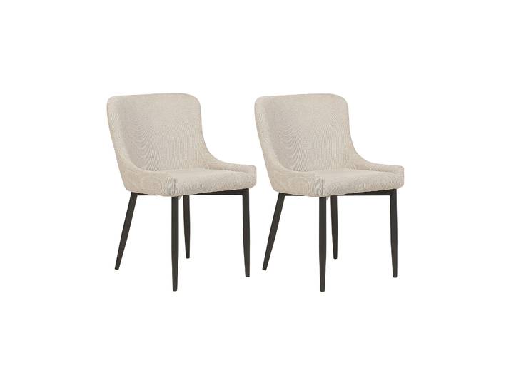 BELIANI Esszimmerstuhl 2er Set Hellbeige Stoffbezug mit Schwarzen Metallbeinen Glamourös Retro Wohnzimmer Essbereich Flur Ausstattung Möbel