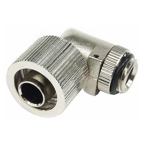 Aquatuning 16/10mm Anschraubtülle 90° drehbar G1/4 - kompakt - silber nickel