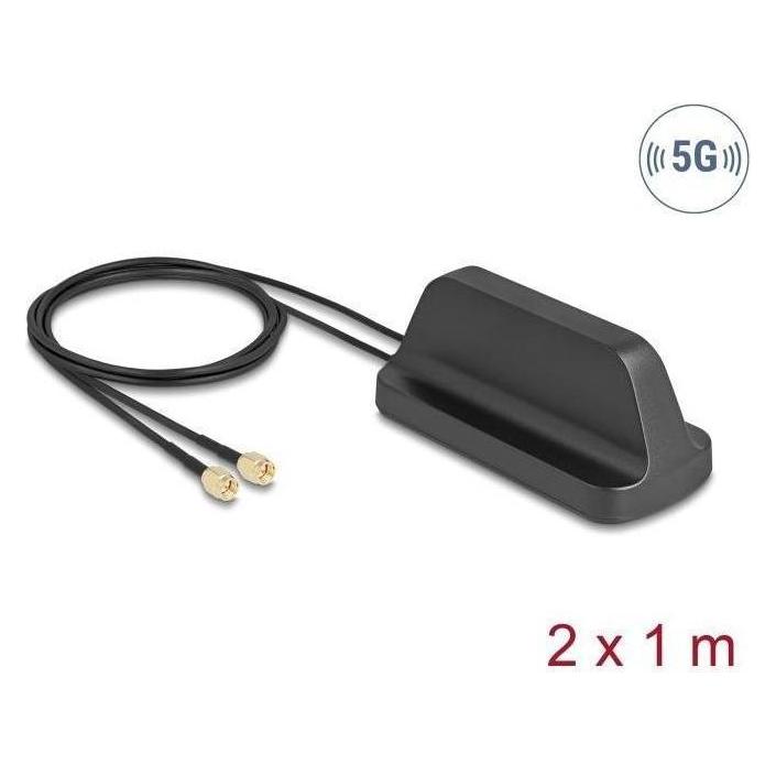 Delock 5G LTE GNSS WiFi 6 MIMO Antenne 2 x SMA Stecker 2,1 - (5G, WLAN) (81485)