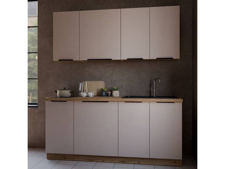 Cuisine complète moderne beige et bois 180cm ELISA