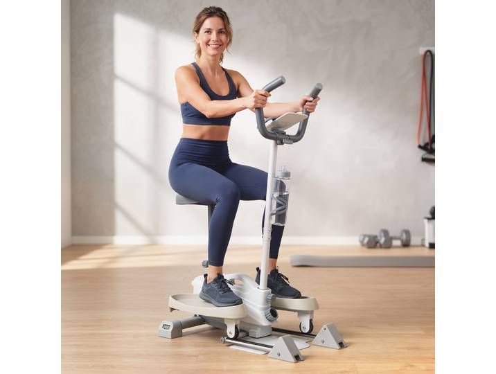 SPORTNOW Elliptique 3-en-1 Siège Résistance Magnétique LCD Blanc