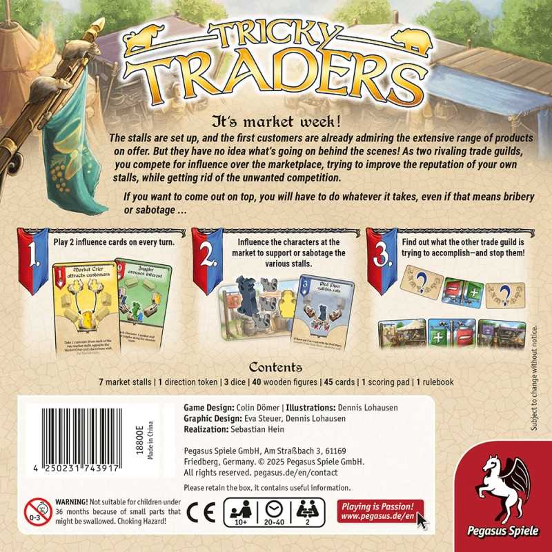 Tricky Traders - Competitive Two-Player Board Game, Ages 10+, by Pegasus Spiele