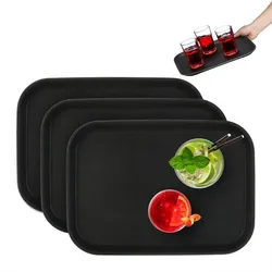Relaxdays Gastro Serviertablett 3er Set Schwarz