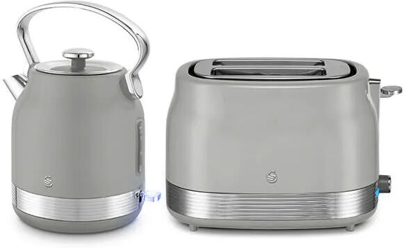 Swan Retro Revive Grey Traditional Kettle & 2 Slot Toaster Set