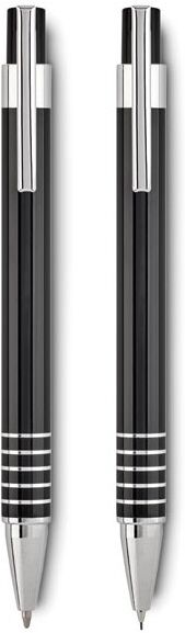 Set de stylos billes cadeau entreprise avec étui en métal ALUCOLOR noir