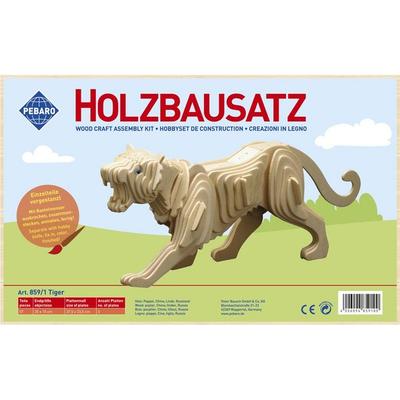 PEBARO 859/1 - Holzbausatz Tiger, 57 Teile, Holzkonstruktion zum Zusammenstecken
