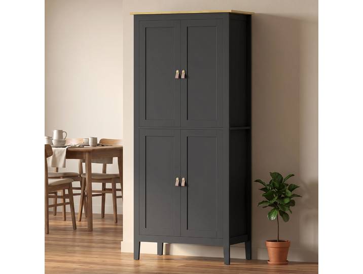 HOMCOM Buffet Cuisine LED 80x40x176,5cm Rangement Noir