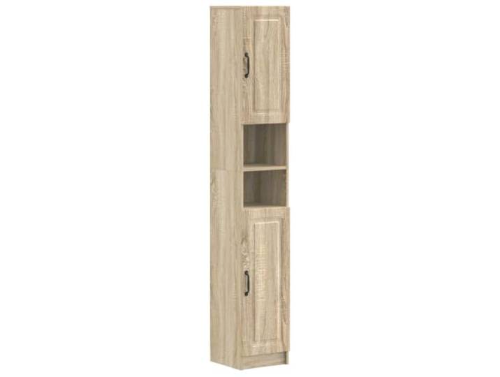WEMYUFURN Badezimmerschrank Utrecht mit Offenem Regal, Sonoma-Eiche Holzwerkstoff, feuchtigkeitsbeständig, umkehrbare Tür, mehrere Regale, offene Ablage, kompakte Maße, einfache Wartung