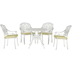 GARTENMÖBEL SET 4-Sitzer Aluminium weiß Ancona