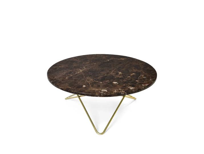 OX Denmarq O Table Couchtisch Marmor Braun, Messinggestell
