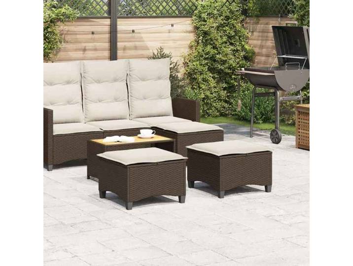 Promo printemps Petit fauteuil/chaise de balcon - SOLOMON - Tabourets jardin coussins 2pcs marron 55x55x36cm résine tressée - S4775