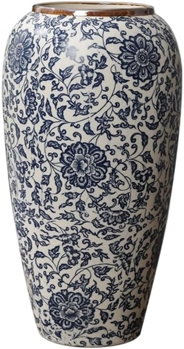 Keramische Vaas met Blauwe Marmerlook voor Decoratieve Bloemen
