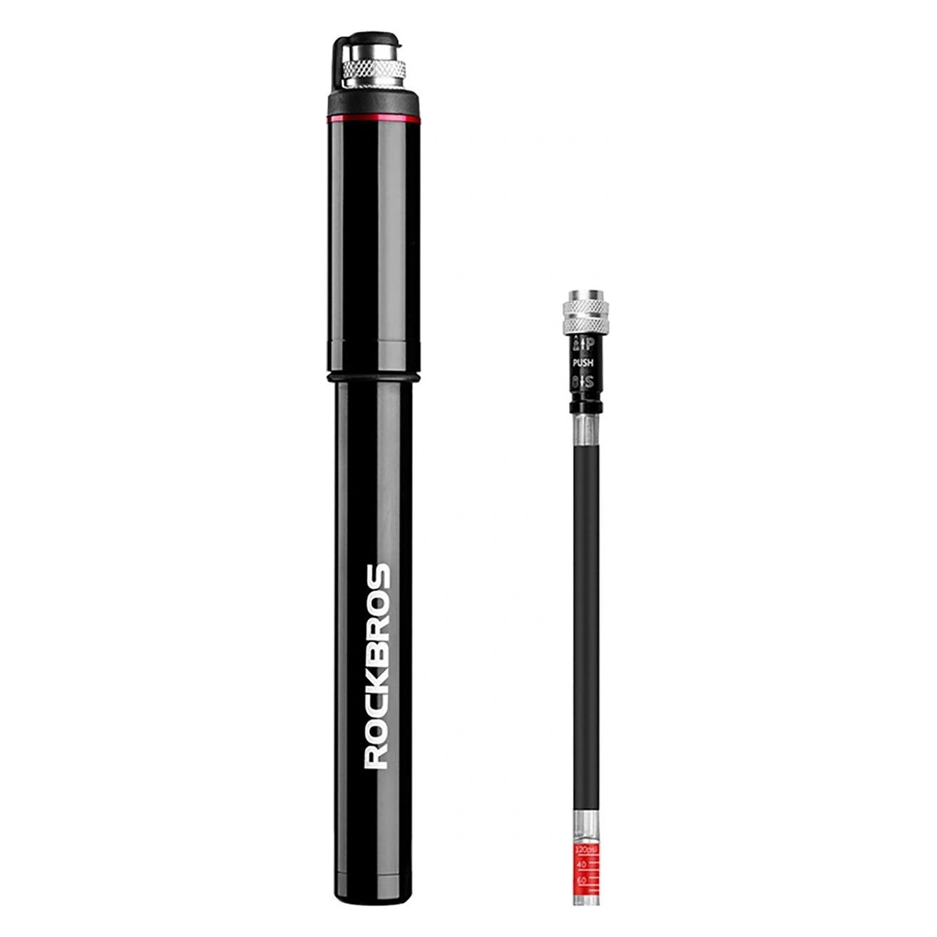 Rockbros SMART-B 150 PSI Mini-Fahrradpumpe für Presta- und Schrader-Ventile - Schwarz (5907769390982)
