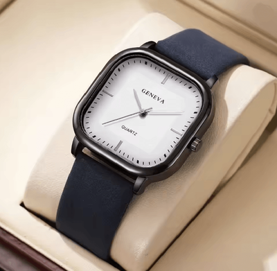Inspire Essentials Square Minimalist Leather Strap Quartz Watch For Men d