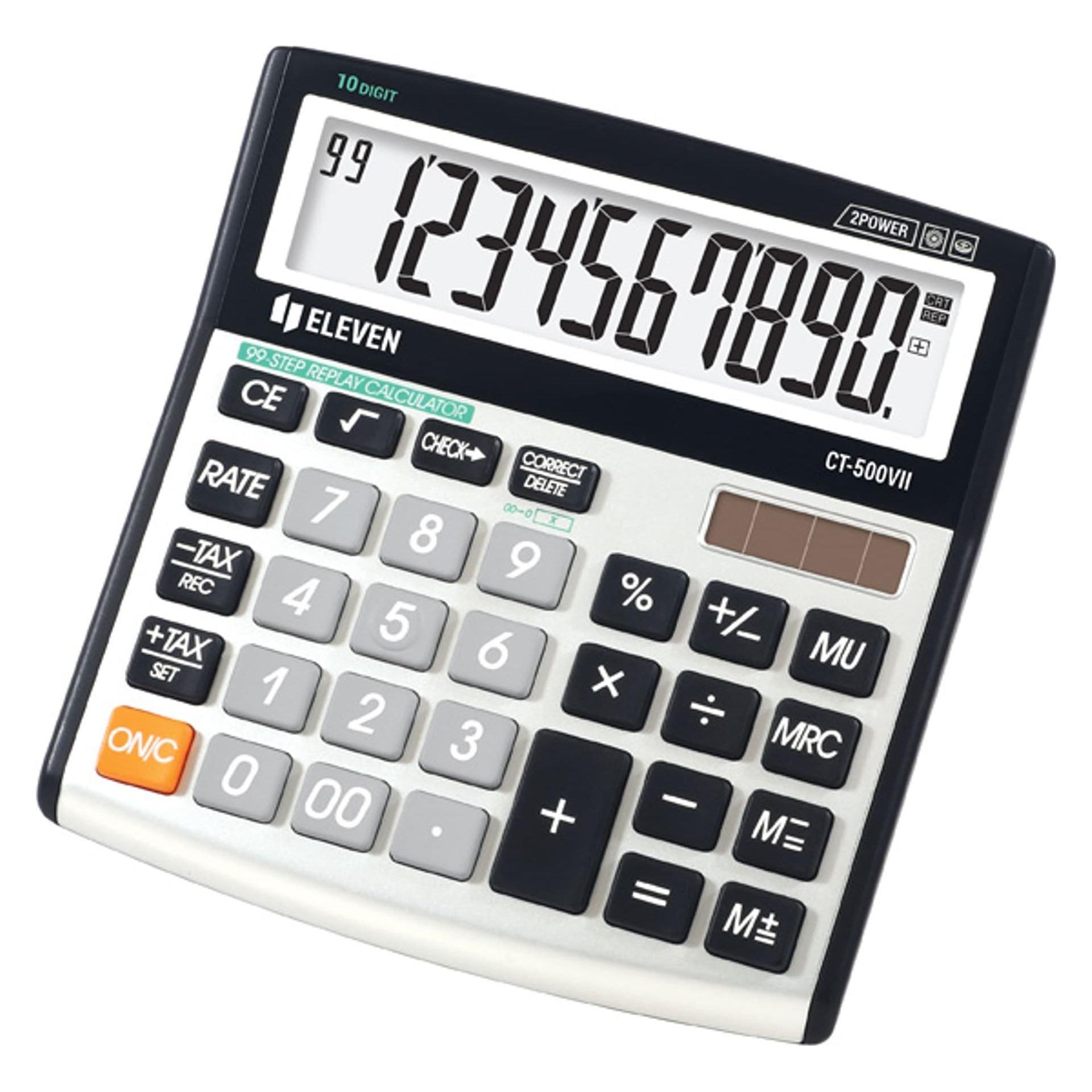 Eleven Taschenrechner Taschenrechner CT500VII, grau, Desktop, 10 Ziffern (Batteriebetrieb, Solarenergie) (CT-500VII)