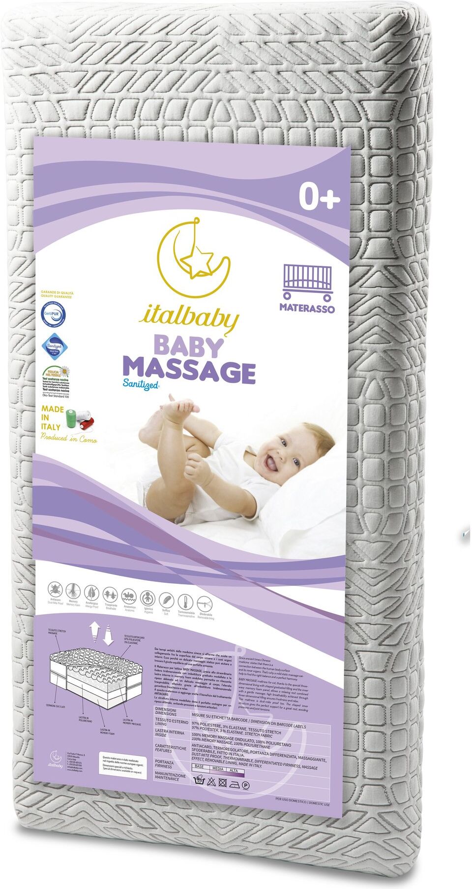 Materasso lettino Italbaby 010 2311 MASSAGE antiacaro 0+
