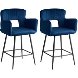 BARSTUHL 2er-Set Samtstoff Marineblau Sanilac