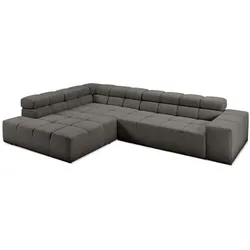 Portobello Ecksofa York Cord Grau Anthrazit