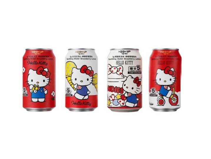 High Up Hello Kitty Limonade à la fraise Moins de sucre Boisson sucrée Sélection aléatoire 330 ml