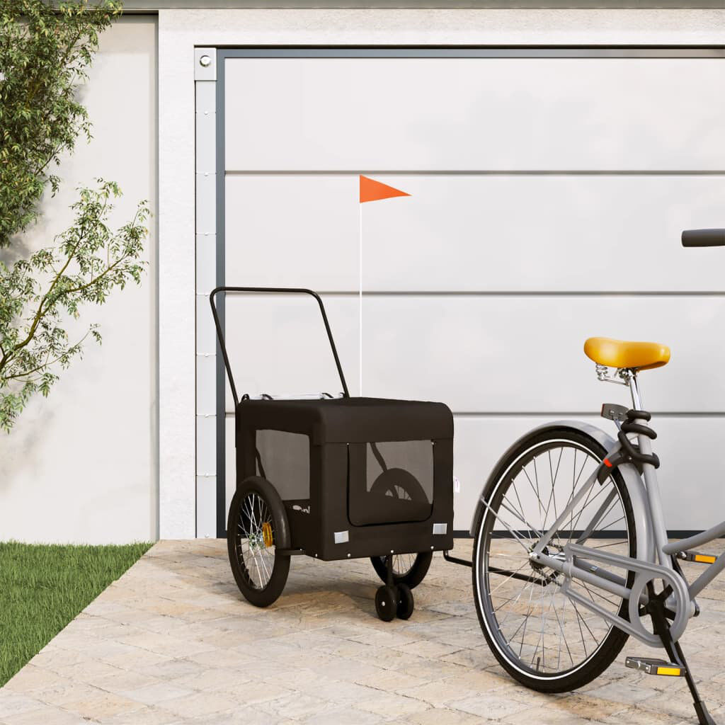 vidaXL Foldable Pet Bike Trailer Black 73.5cm H X 135cm W X 68.5cm D