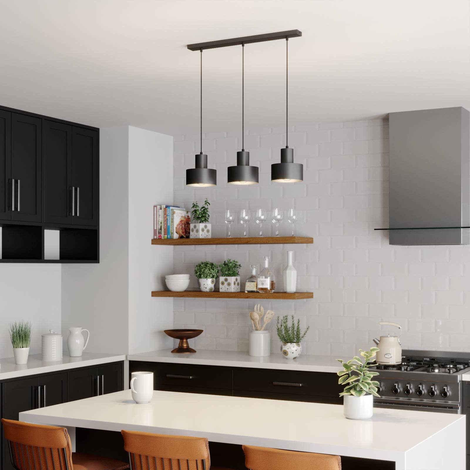 Hängelampe Rif SIGMA, dimmbar, schwarz, für Wohn- / Esszimmer, Metall, Modern, Pendelleuchte