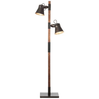 BRILLIANT Tischleuchte "Plow", schwarz (schwarz stahl, holz), 2, H: 153,5cm, 1 Stk., Leuchten, 2-flammig, 2x E27 Fassung max. 10 Watt, schwarz, Tischleuchte
