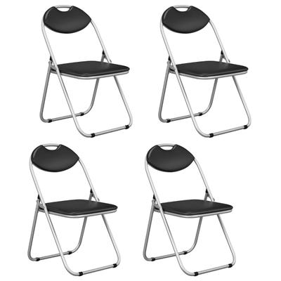 Helloshop26 - Set mit 4 klappbaren Metallstühlen 79 x 46 x 47 cm gepolstert und leicht zu transportieren modernes Design schwarz 20_0017535