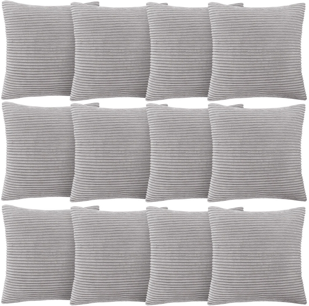 Aspire Homeware Striped Square Velvet Cushion Cover Silver 45cm H X 45cm W X 17cm D