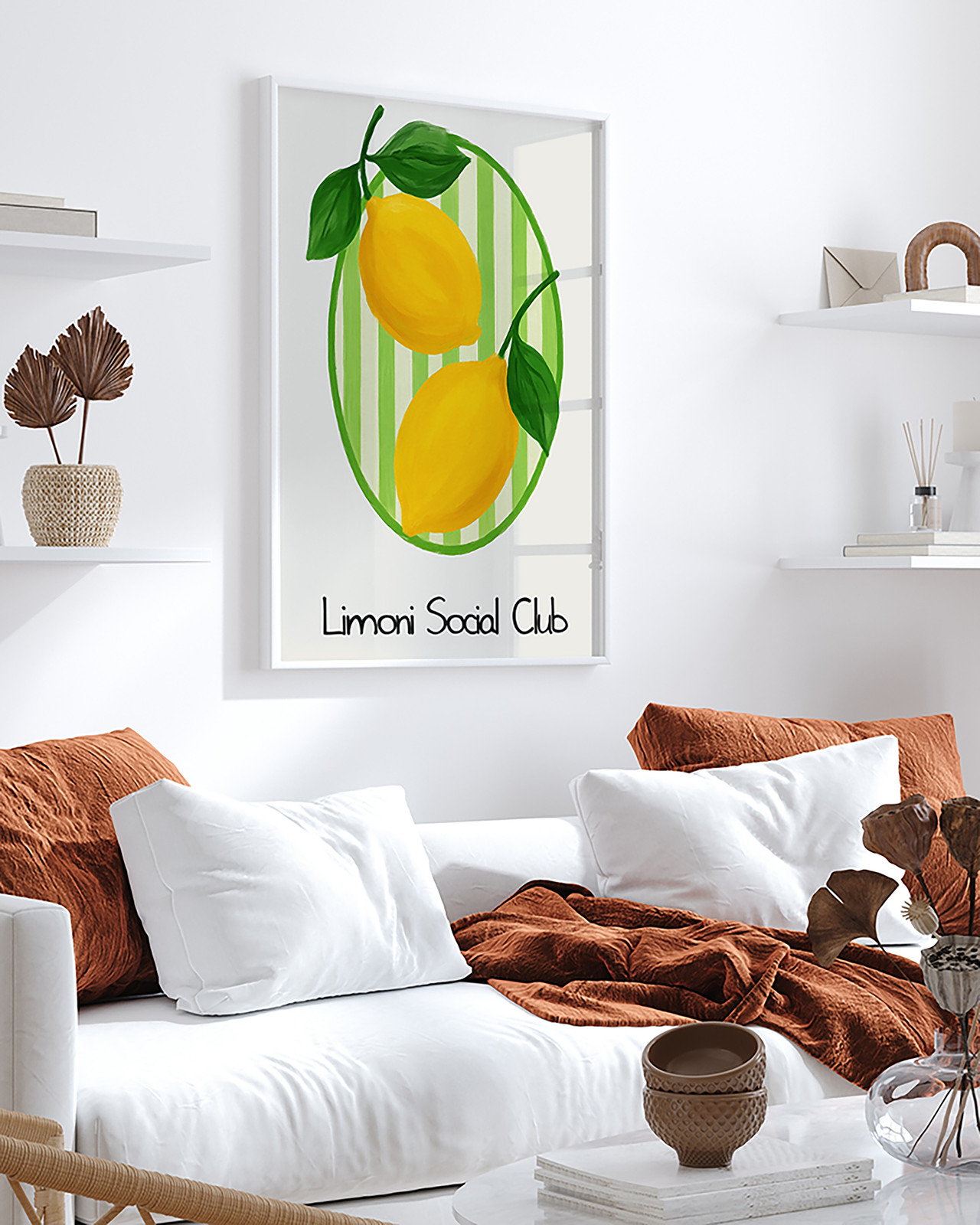 home24 Limoni Social Club Lijst, gelakt massief beukenhout met acrylglas, multicolor, 63 x 83 cm