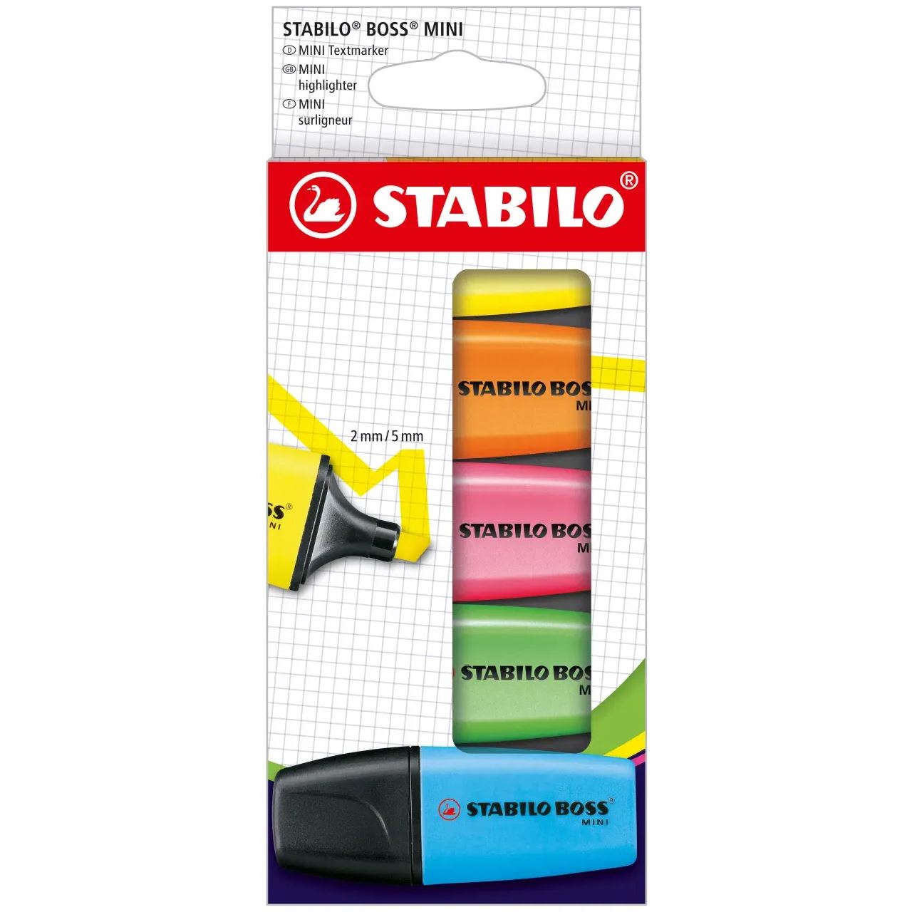 STABILO BOSS MINI Textmarker farbsortiert, 5 St.