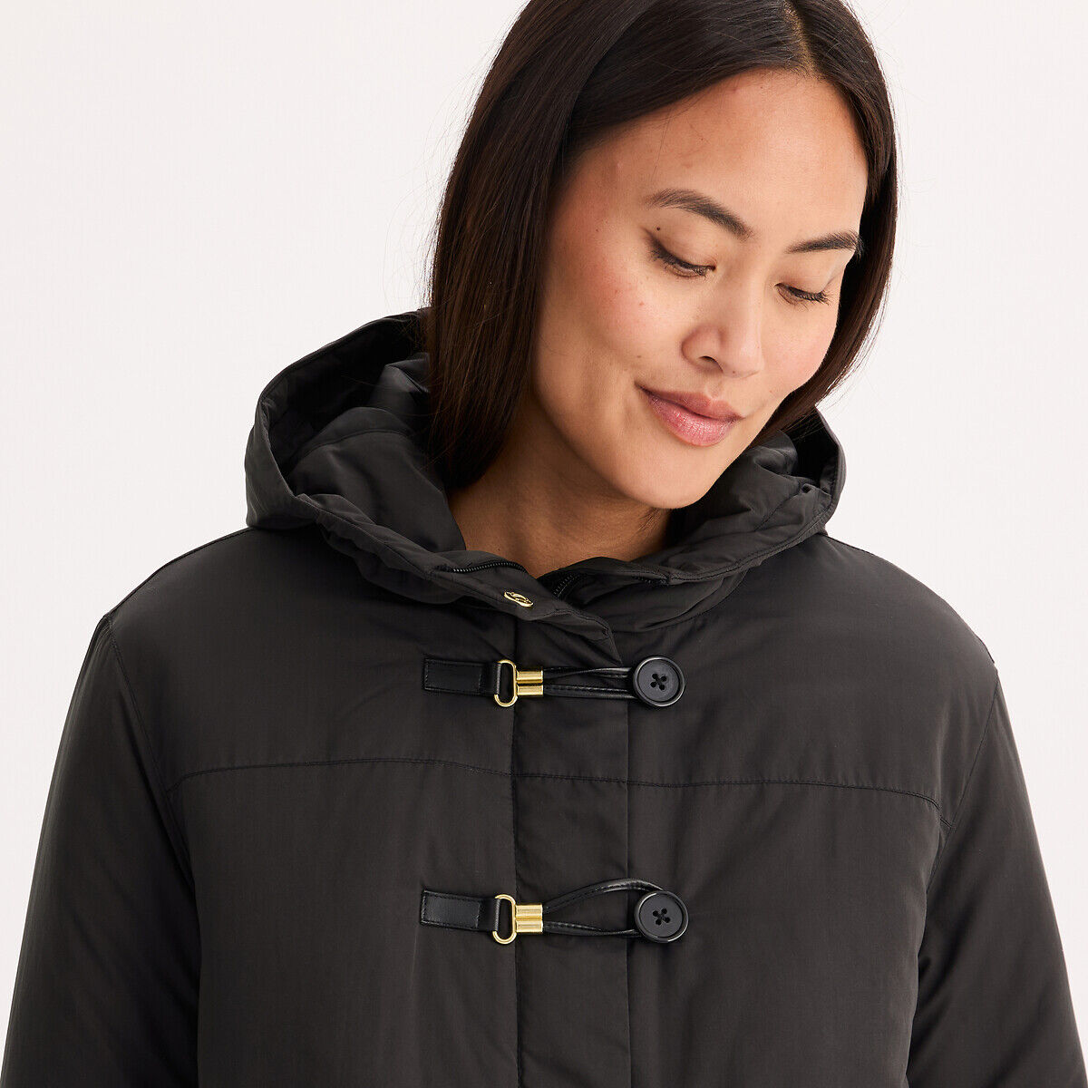 ANNE WEYBURN Parka mi-longue, à brandebourgs et capuche
