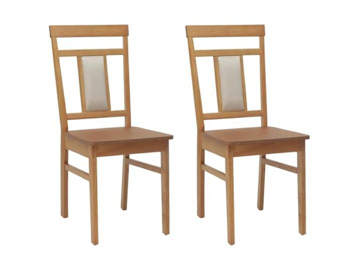KGHERMDF Esszimmerstuhl 2er Set Natur Massives Gummiholz Gepolsterter Sitz, Vintage Design, Lackierte Oberfläche, Vielseitig für Küche und Arbeitszimmer