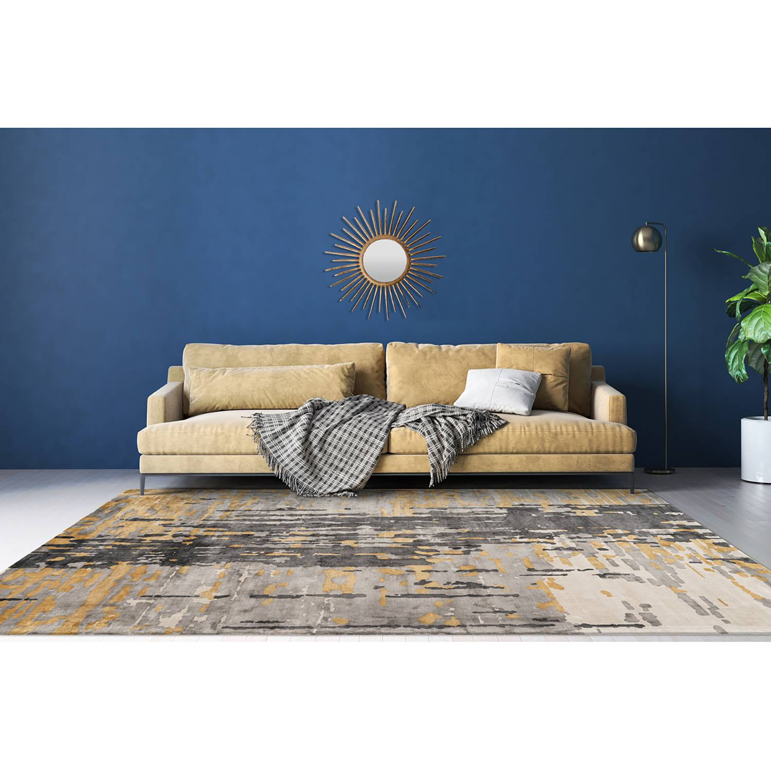 home24 Laagpolig vloerkleed Sinai 225 blauw multicolor abstract modern B/D: 120 x 170 cm