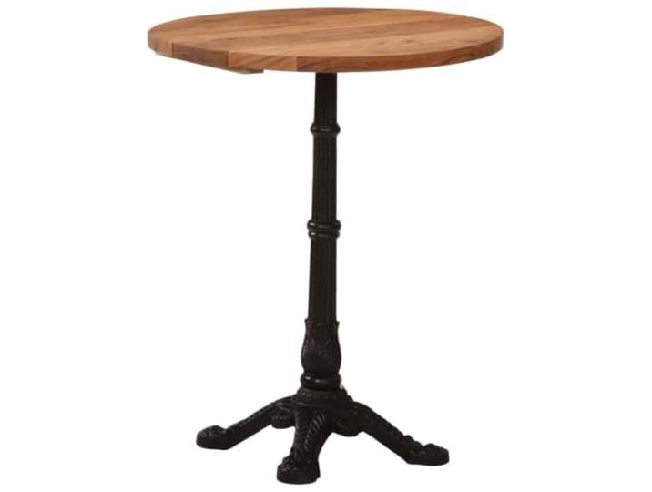 KFGWERSTY Esstisch 60 x 76 cm aus Akazienholz Akazie Massivholz Runde Tischplatte aus massivem Akazienholz, 3 cm stark, Gusseisengestell, für Küche und Esszimmer, schnelle Montage