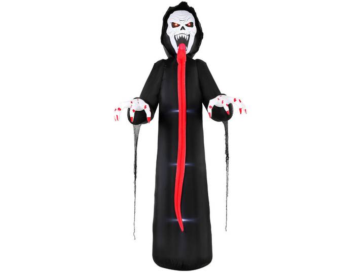 Outsunny Aufblasbares-Halloween-Skelett Polyestergewebe Schwarz, 95x310x130 cm, Dekoration