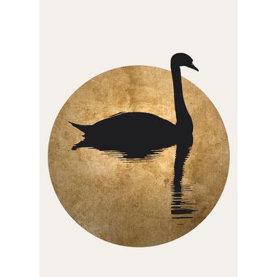 Fototapete LIVING WALLS "ARTist The Swan", schwarz-weiß (gold, schwarz, weiß), B:2m L:2,8m, Vlies, Tapeten, Vlies, Wand, Schräge