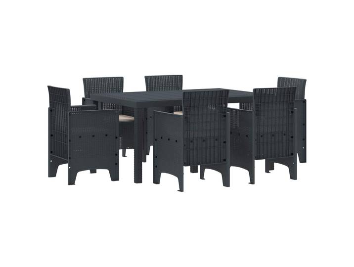 vidaXL Garten Essgruppe 7 stk. Anthrazit Polt Rattan