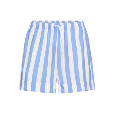 Pyjamashorts S.OLIVER, Damen, Gr. 36, N-Gr, blau (blau gestreift), Web, Obermaterial: 100% Viskose, gestreift, loose fit kurz, Hosen, mit breitem Aufschlag am Saum