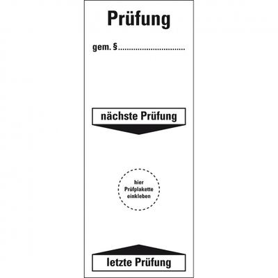 Grundetikett Prüfung gemäß §...nä/letz.Prüfung, Folie, ablösbar, 40x100mm, 40/Heft