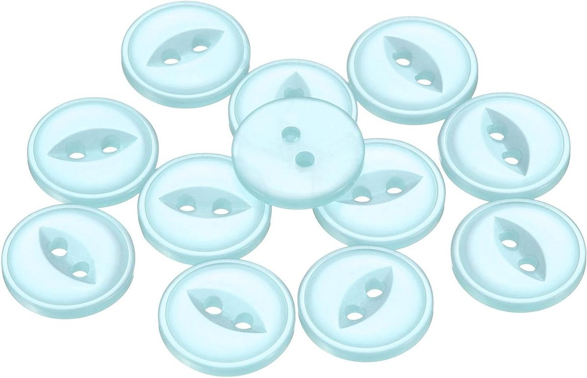50 stuks Ronde Hars Naaiknoppen voor Kleding Reparatie - Lichtblauw - Diameter: 15 mm