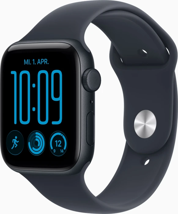 Apple Watch SE 3 Cellular 44mm Aluminiumgehäuse in Dunkelblau mit Sportarmband Marineblau -