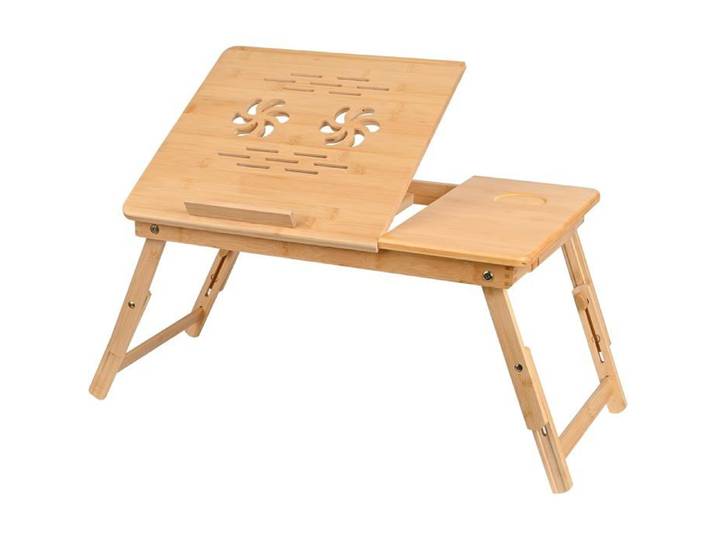 Table lit pliable bambou plateau inclinable pour ordinateur portable 15 6 pouces hauteur réglable 21 à 30 cm tiroir