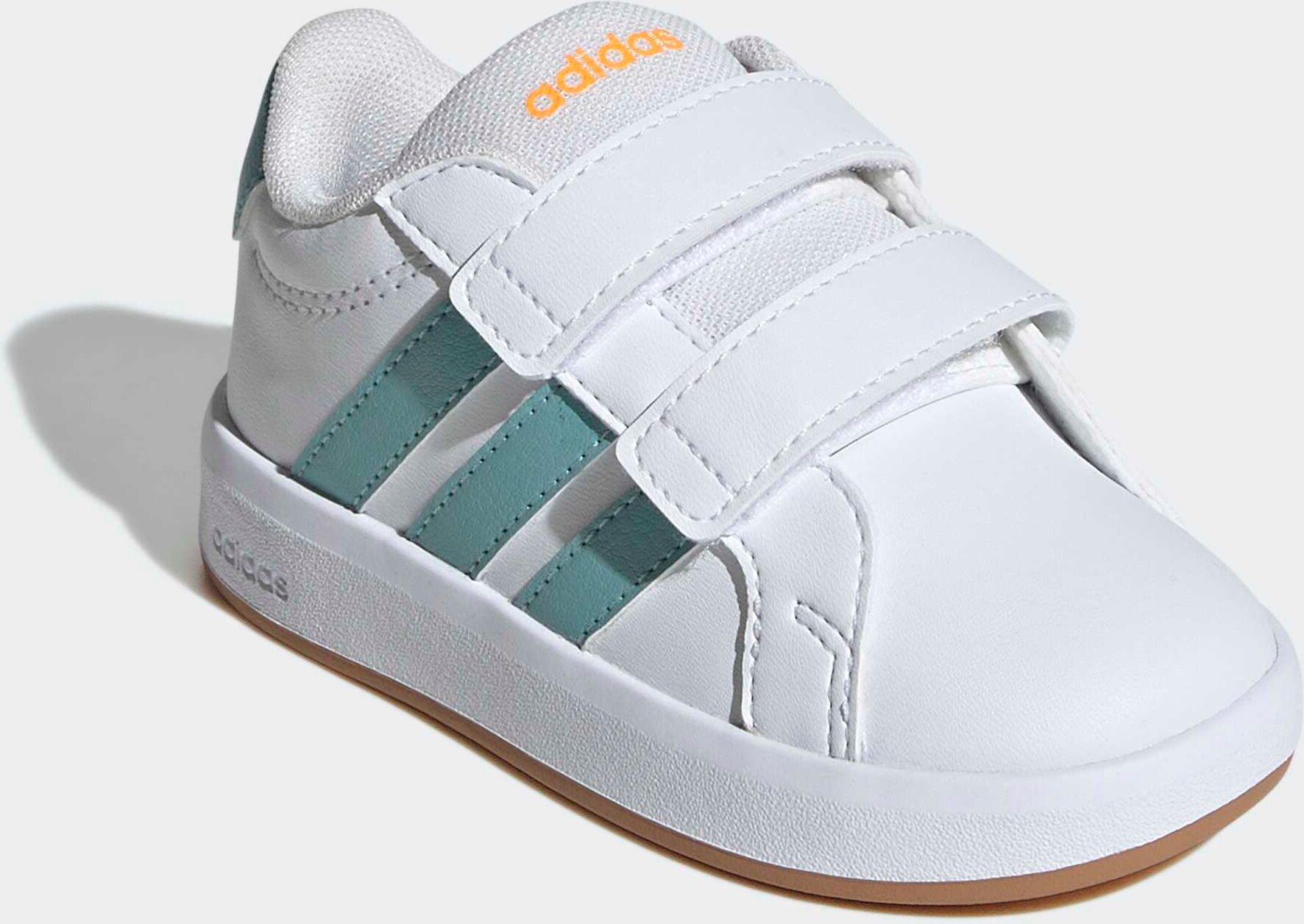 Sneaker ADIDAS SPORTSWEAR "GRAND COURT 3.0 KIDS", Jungen, Gr. 23, weiss (cloud weiß, mint ton, lucid tangerine), Synthetik, Textil, Schuhe Sneaker, für Kinder cloud weiß, mint ton, lucid tangerine 23