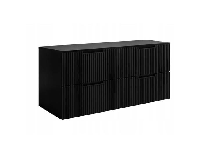 RODAN Meuble sous Lavabo 120 cm FLOW façade rainurée - avec plan de travail - Noir