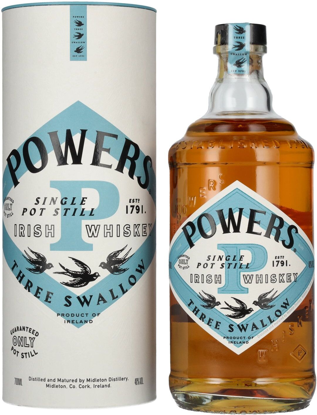 Powers THREE SWALLOW Single Pot Still Irish Whiskey 40% Vol. 0,7l in Geschenkbox