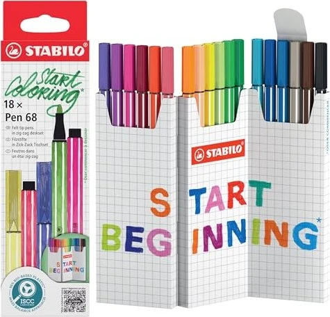 STABILO Pen 68 Zick-Zack Deskset, 18 Farben