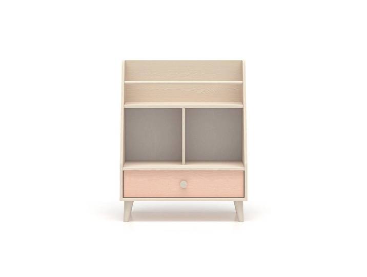 Petits-meubles Bücherregal Alycia Beige - Korallenrosa - Holzeffekt, 1 Schubladen, 72x90x36 cm, Wohnzimmer, Regale, Bücherregale