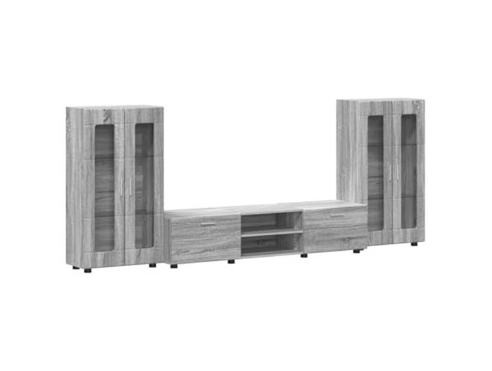 RJPLMFV TV-Möbel Florin, 3-teilig, Grau, Sonoma, Holz Mattes Finish, geräumige Fächer, pflegeleicht, Innengebrauch, klares Design