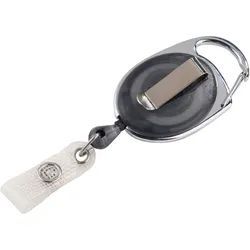 Ausweisjojo mit Clip schwarz, transparent, ABS-Kunststoff, Metall