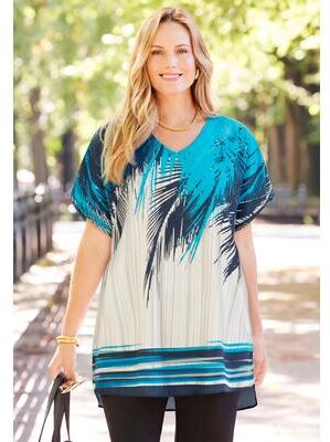 Plus Size Women's Dolman Sleeve Georgette Top by Catherines in Turq Placed Palms (Size 5X)